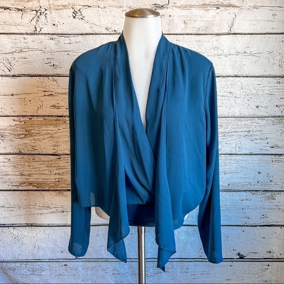 Aritzia Babaton teal color draped bodysuit - Picture 1 of 9